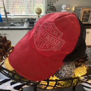 Genuine Harley Davidson Red Swag Suede Womans Hat